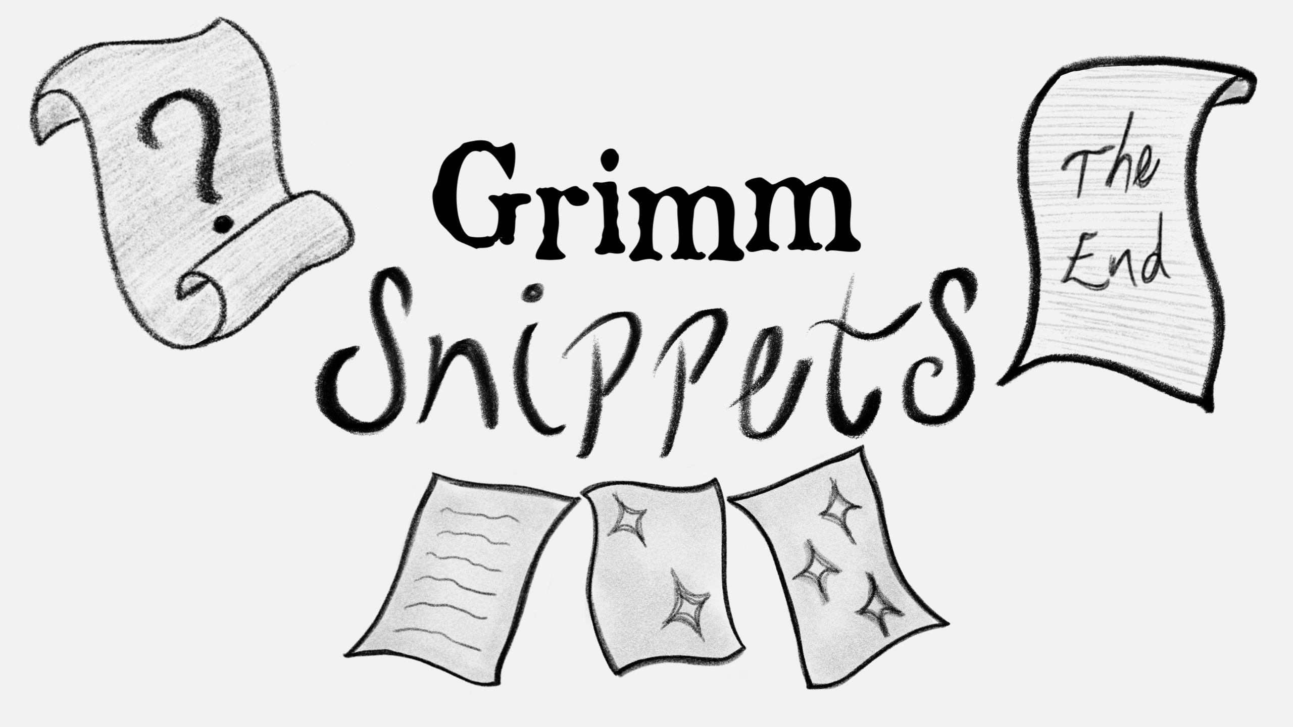 The words "Grimm Snippets" surrounded by illustrated scrolls.